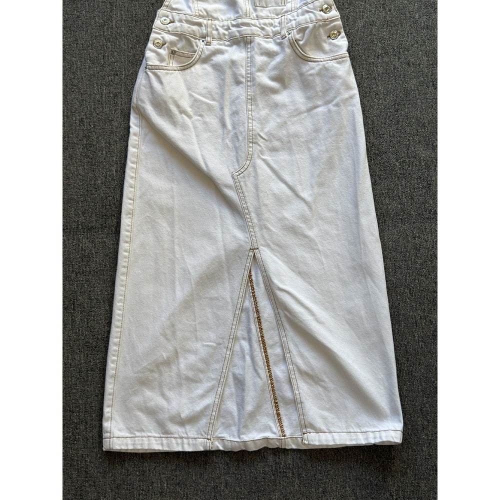 Zara The Bib Overall Utility Midi Skirt Dress Size XS White 100% Cotton - Picture 9 of 16